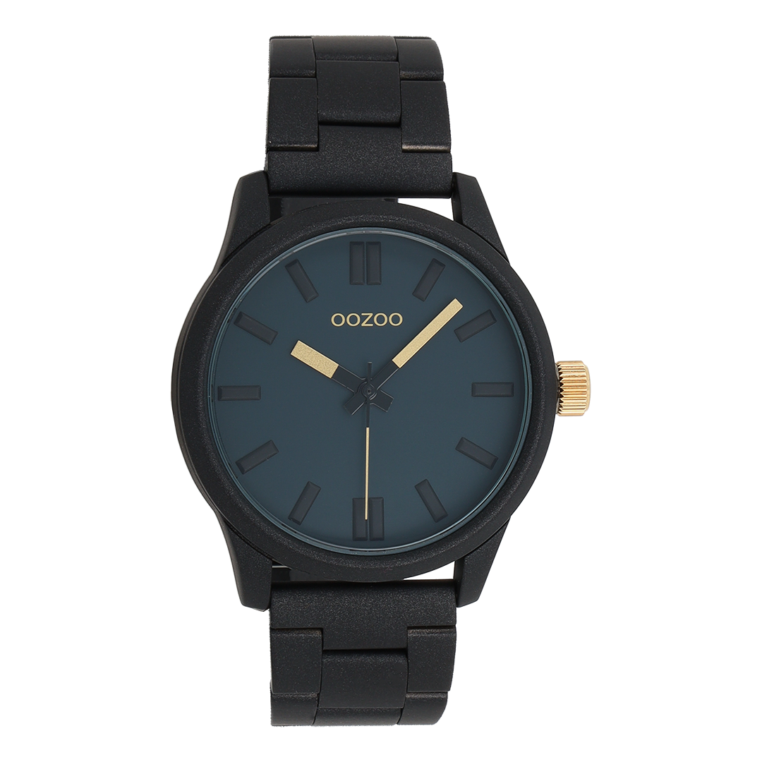 Black OOZOO watch with stainless steel bracelet - C11618